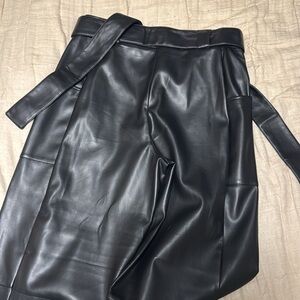 High Waisted Faux Leather Ankle Utility Pants